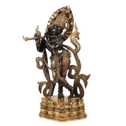 Brass Superfine Large Lord Krishna Statue - 35 inch - Budhshiv.com