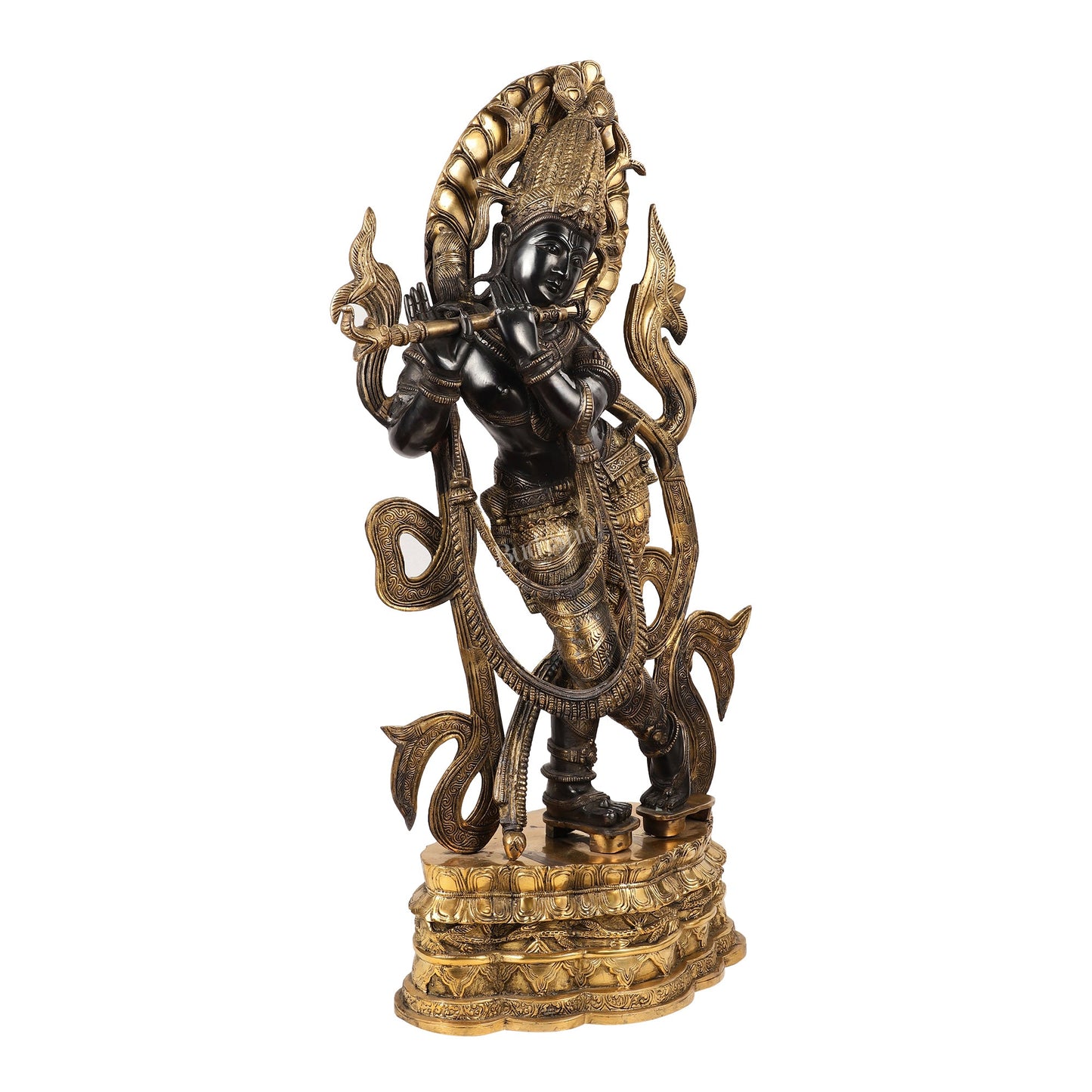 Brass Superfine Large Lord Krishna Statue - 35 inch - Budhshiv.com