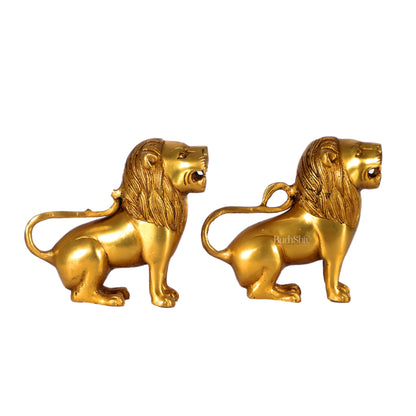 Brass Superfine Lion pair 6" - Budhshiv.com