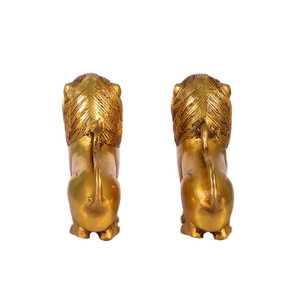 Brass Superfine Lion pair 6" - Budhshiv.com