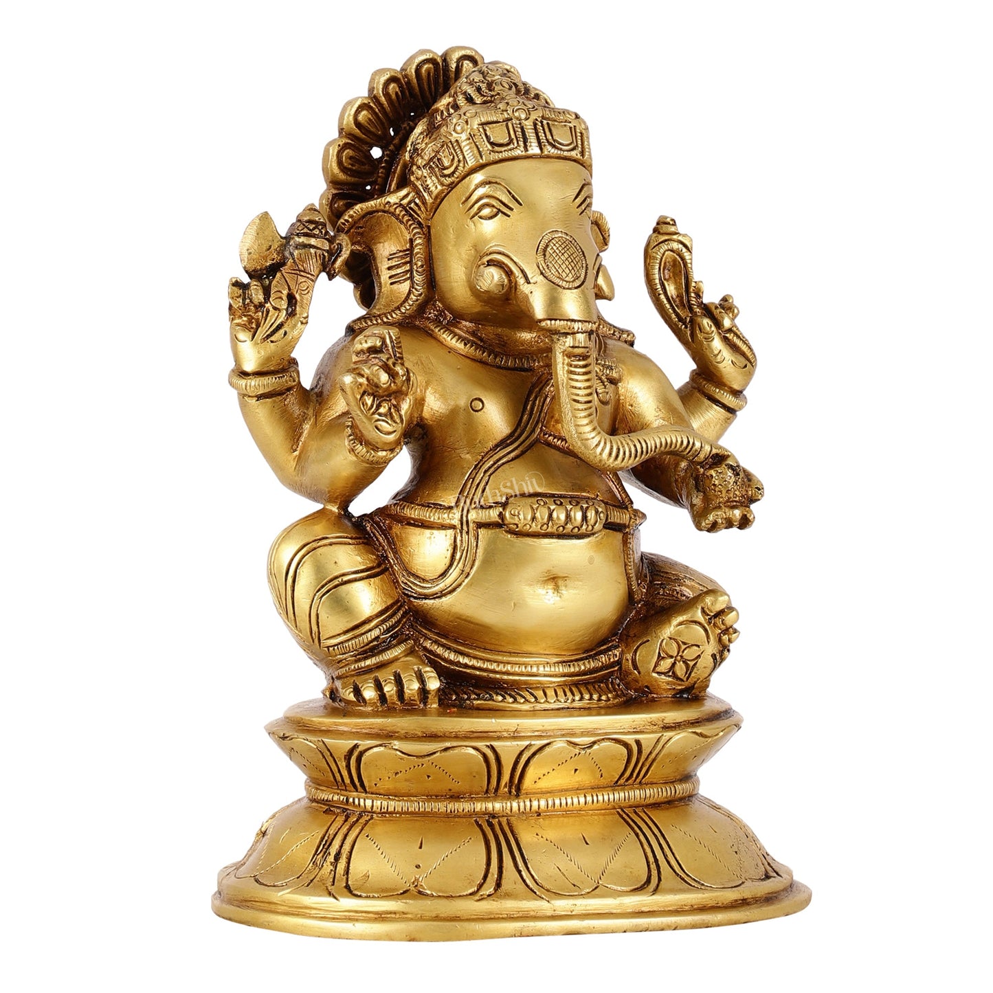 Brass Superfine Lord Ganesha Idol - 7.5 Inch - Budhshiv.com