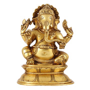 Brass Superfine Lord Ganesha Idol - 7.5 Inch - Budhshiv.com