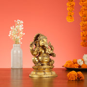 Brass Superfine Lord Ganesha Idol - 7.5 Inch - Budhshiv.com