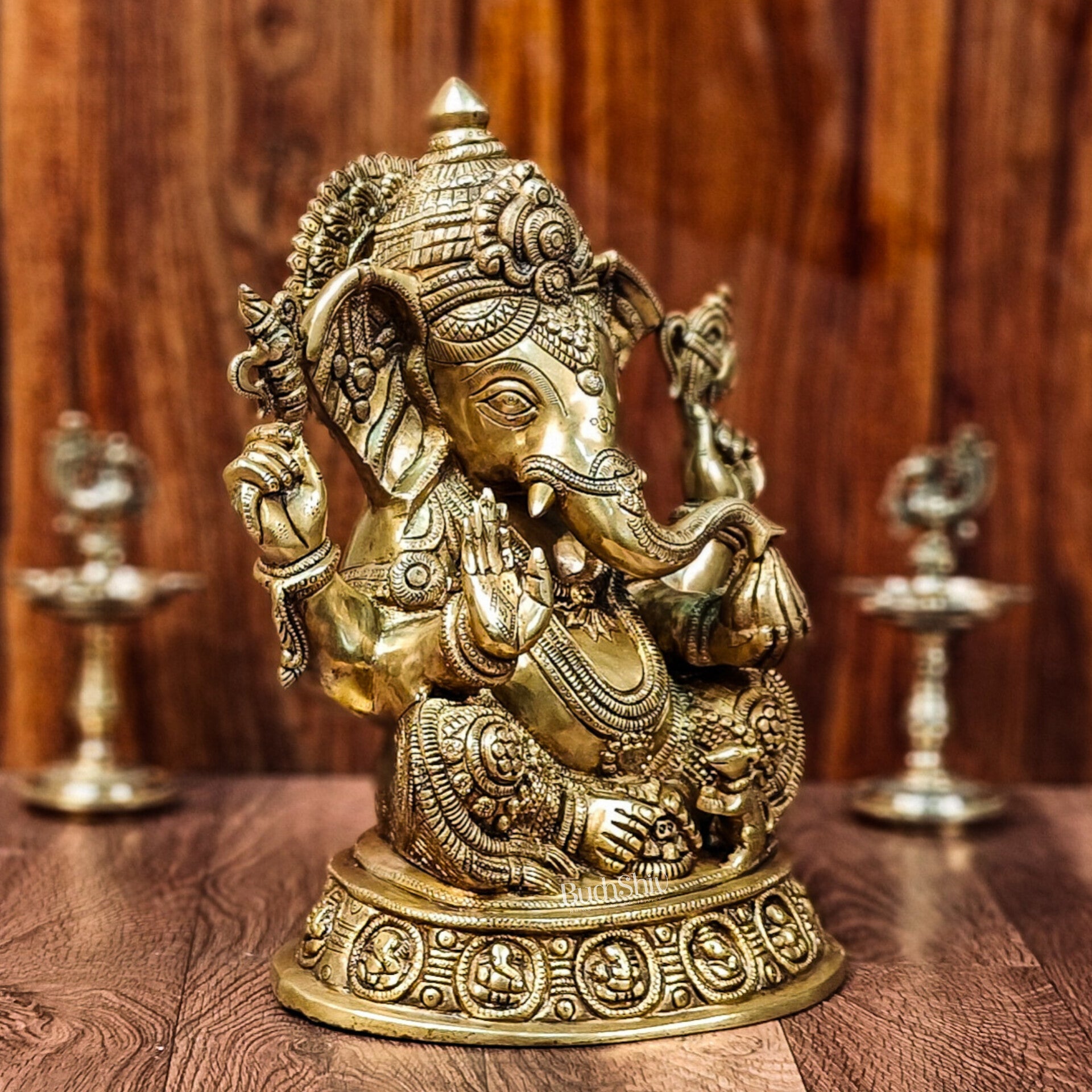 Buy Brass Superfine Lord Ganesha Idol With Ashtavinayaka Engravings ...