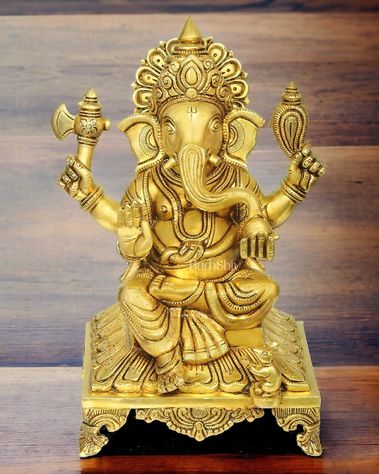 Brass Superfine Lord Ganesha statue 14 inch - Budhshiv.com