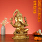 Brass Superfine Lord Ganesha Statue on Lotus Base - 15 Inch - Budhshiv.com