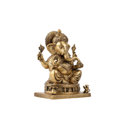 Brass Superfine Lord Ganesha Statue with Ashtavinayak Engraving - 13 inch - Budhshiv.com