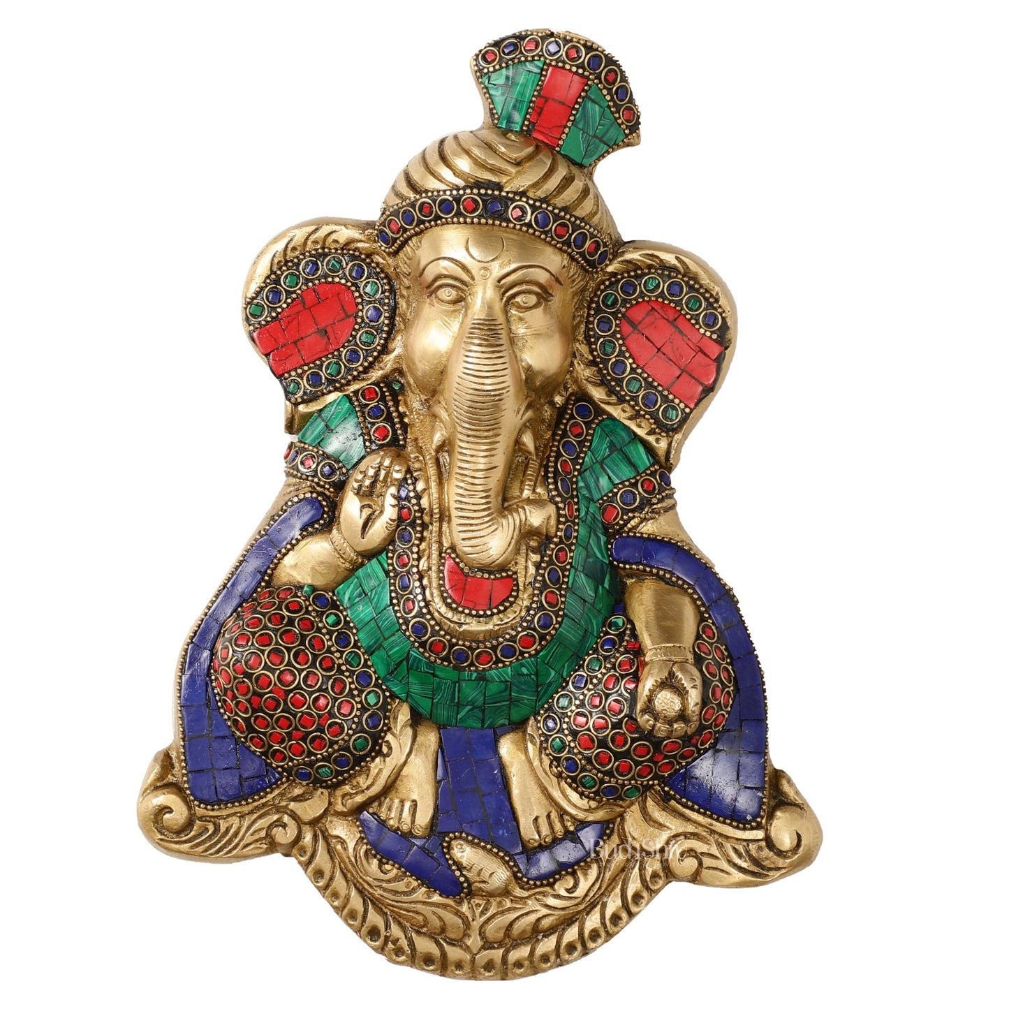 Brass Superfine Lord Ganesha Wall Hanging - 10x7.5x2 Inch - Budhshiv.com