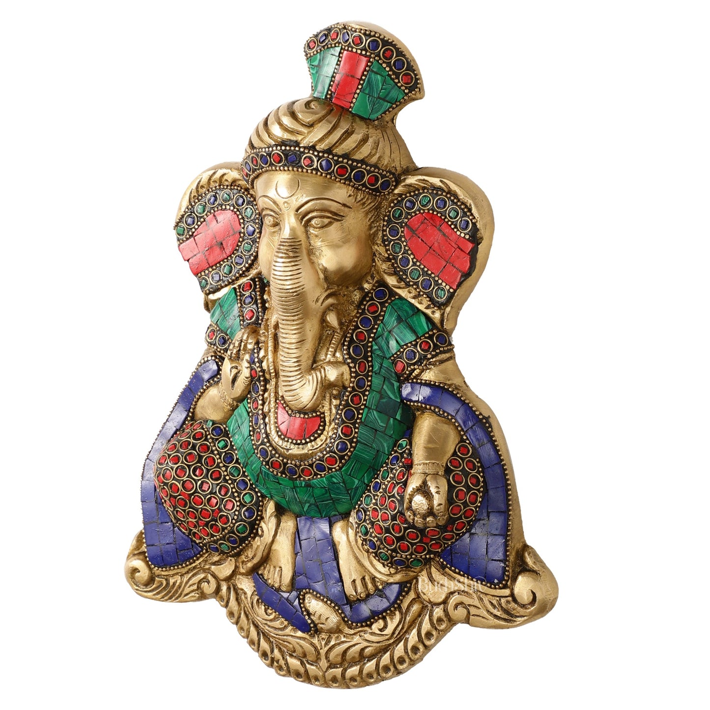 Brass Superfine Lord Ganesha Wall Hanging - 10x7.5x2 Inch - Budhshiv.com