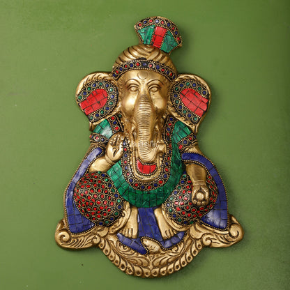 Brass Superfine Lord Ganesha Wall Hanging - 10x7.5x2 Inch - Budhshiv.com