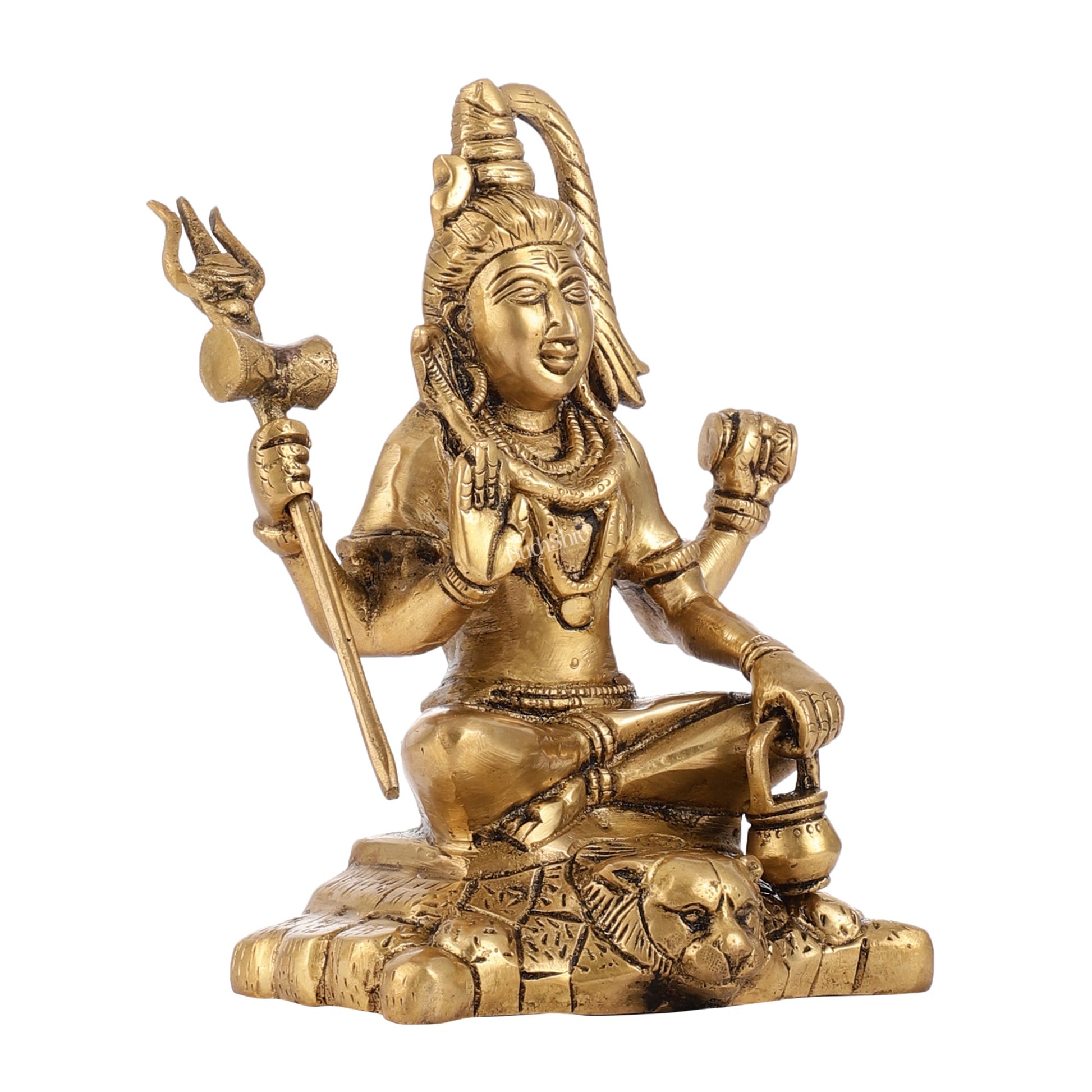 Brass Superfine Lord Shiva Idol with Four Arms | Height 7 inch - Budhshiv.com