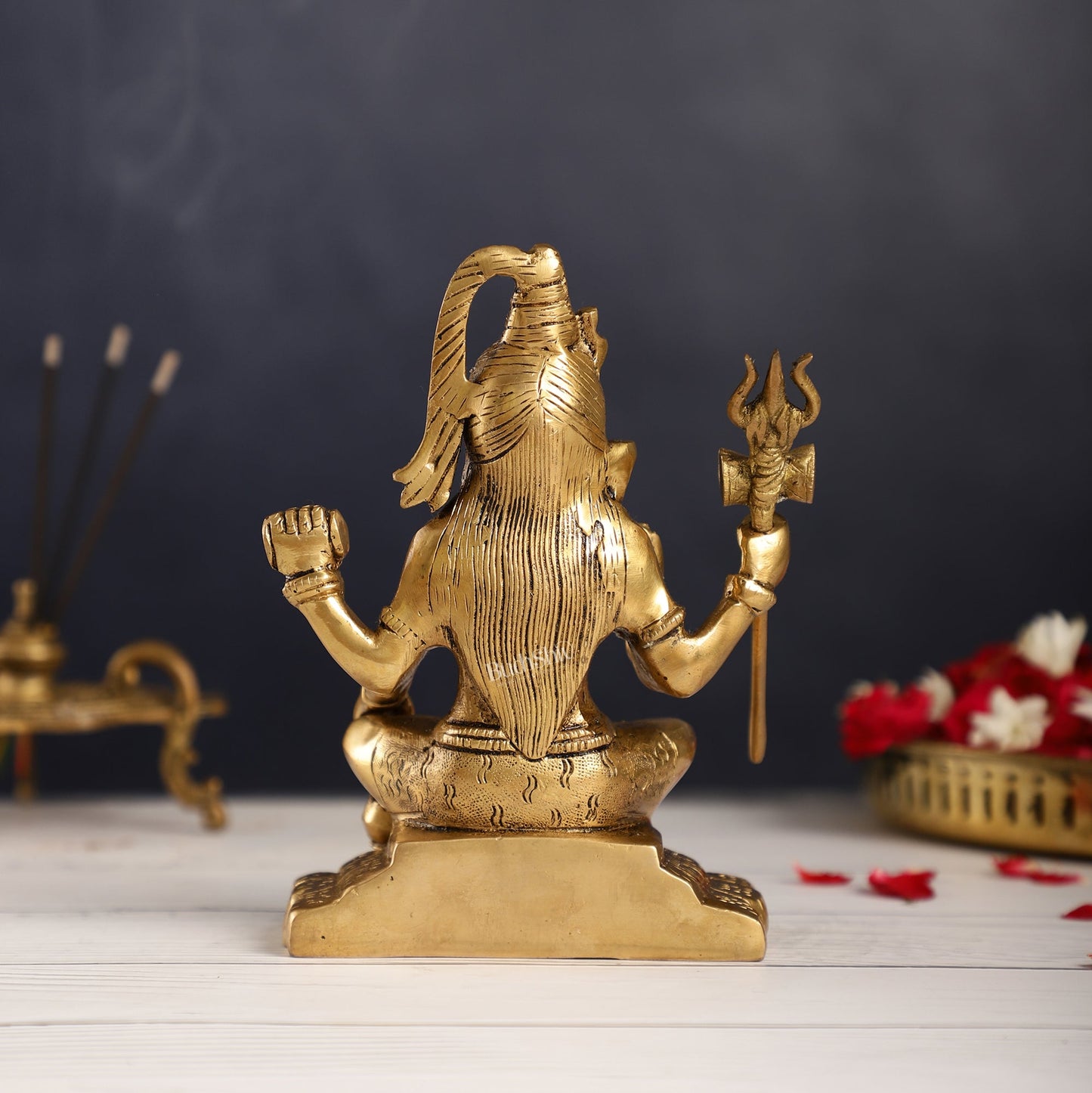 Brass Superfine Lord Shiva Idol with Four Arms | Height 7 inch - Budhshiv.com