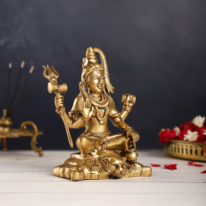 Brass Superfine Lord Shiva Idol with Four Arms | Height 7 inch - Budhshiv.com