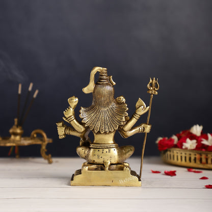 Brass Superfine Lord Shiva Idol with Six Arms | Height 6.5 inch - Budhshiv.com