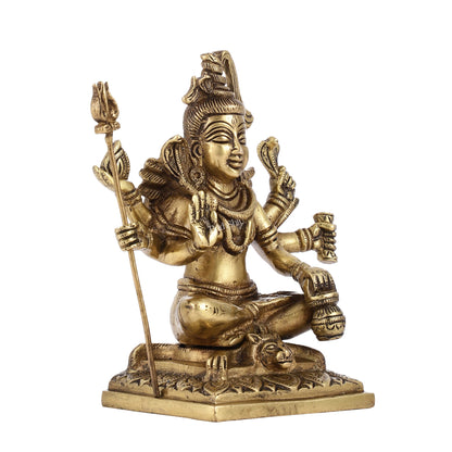 Brass Superfine Lord Shiva Idol with Six Arms | Height 6.5 inch - Budhshiv.com