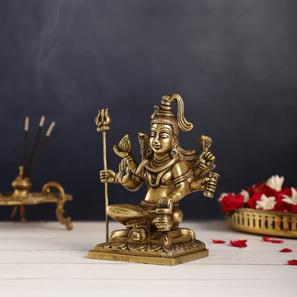 Brass Superfine Lord Shiva Idol with Six Arms | Height 6.5 inch - Budhshiv.com