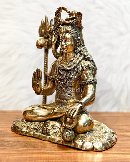 Brass Superfine Lord Shiva statue 15 inch - Budhshiv.com