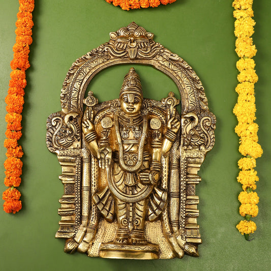 Brass Superfine Lord Venkateshwara Tirupati Balaji Wall Hanging - 20 inch - Budhshiv.com