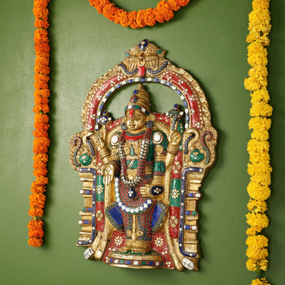 Brass Superfine Lord Venkateshwara Tirupati Balaji Wall Hanging - 20 inch - Budhshiv.com