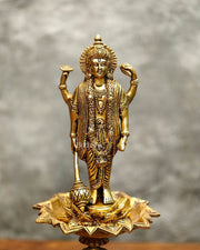 Brass superfine Lord Vishnu on Garuda 14.5 inch - Budhshiv.com