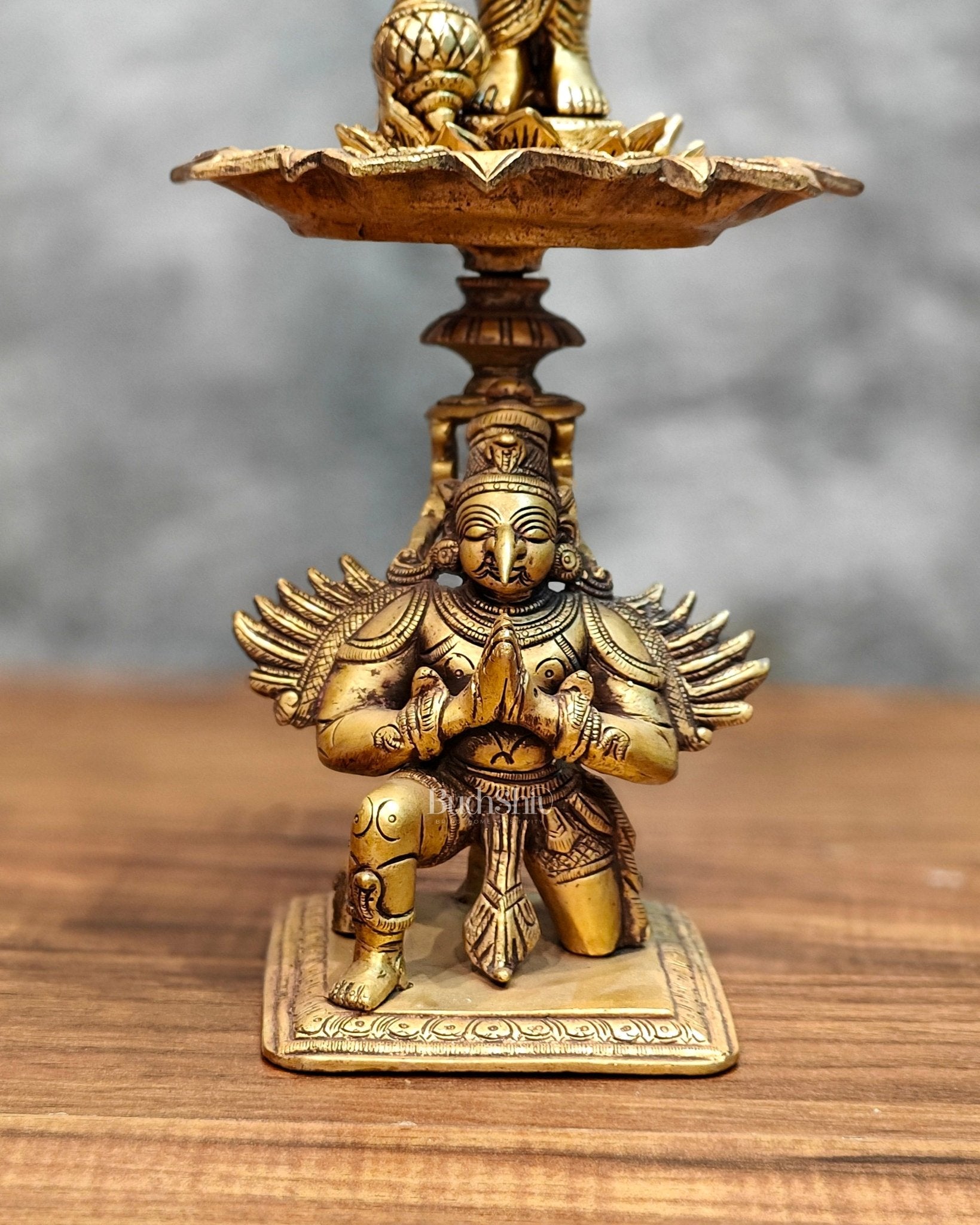 Brass superfine Lord Vishnu on Garuda 14.5 inch - Budhshiv.com