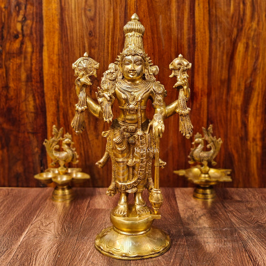 Brass Superfine Lord Vishnu statue 20" - Budhshiv.com