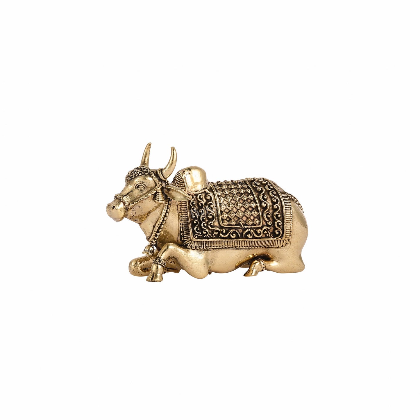 Brass Superfine Miniature Nandi Idol - 4" - Budhshiv.com