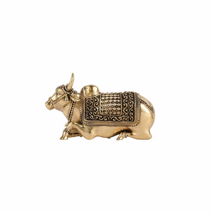 Brass Superfine Miniature Nandi Idol - 4" - Budhshiv.com