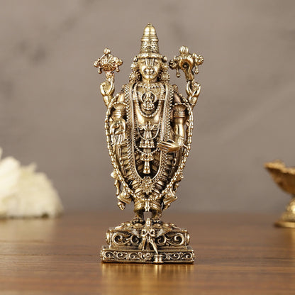 Brass Superfine Miniature Tirupati Balaji Lord Venkateshwara Perumal Idol - 4" - Budhshiv.com