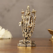 Brass Superfine Miniature Tirupati Balaji Lord Venkateshwara Perumal Idol - 4" - Budhshiv.com