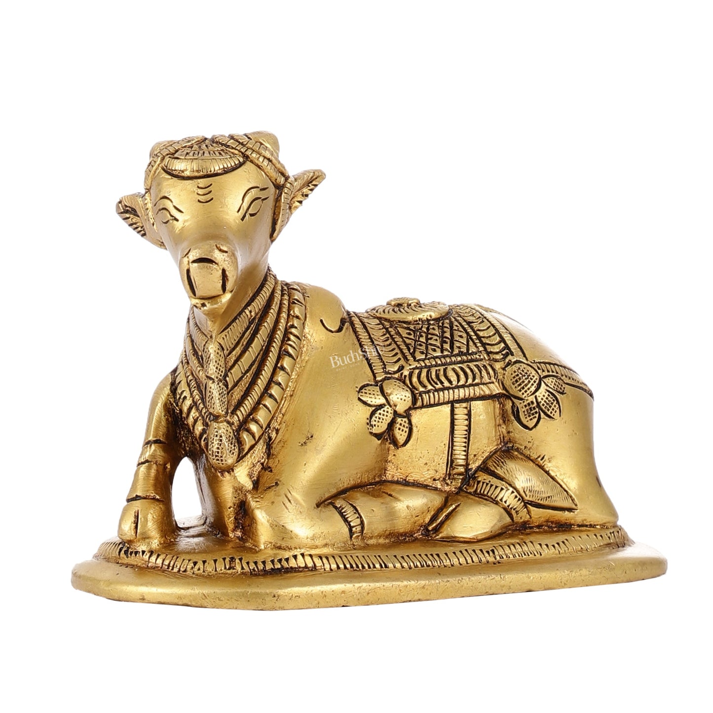 Brass Superfine Nandi Bull Idol | 4.5 inch - Budhshiv.com