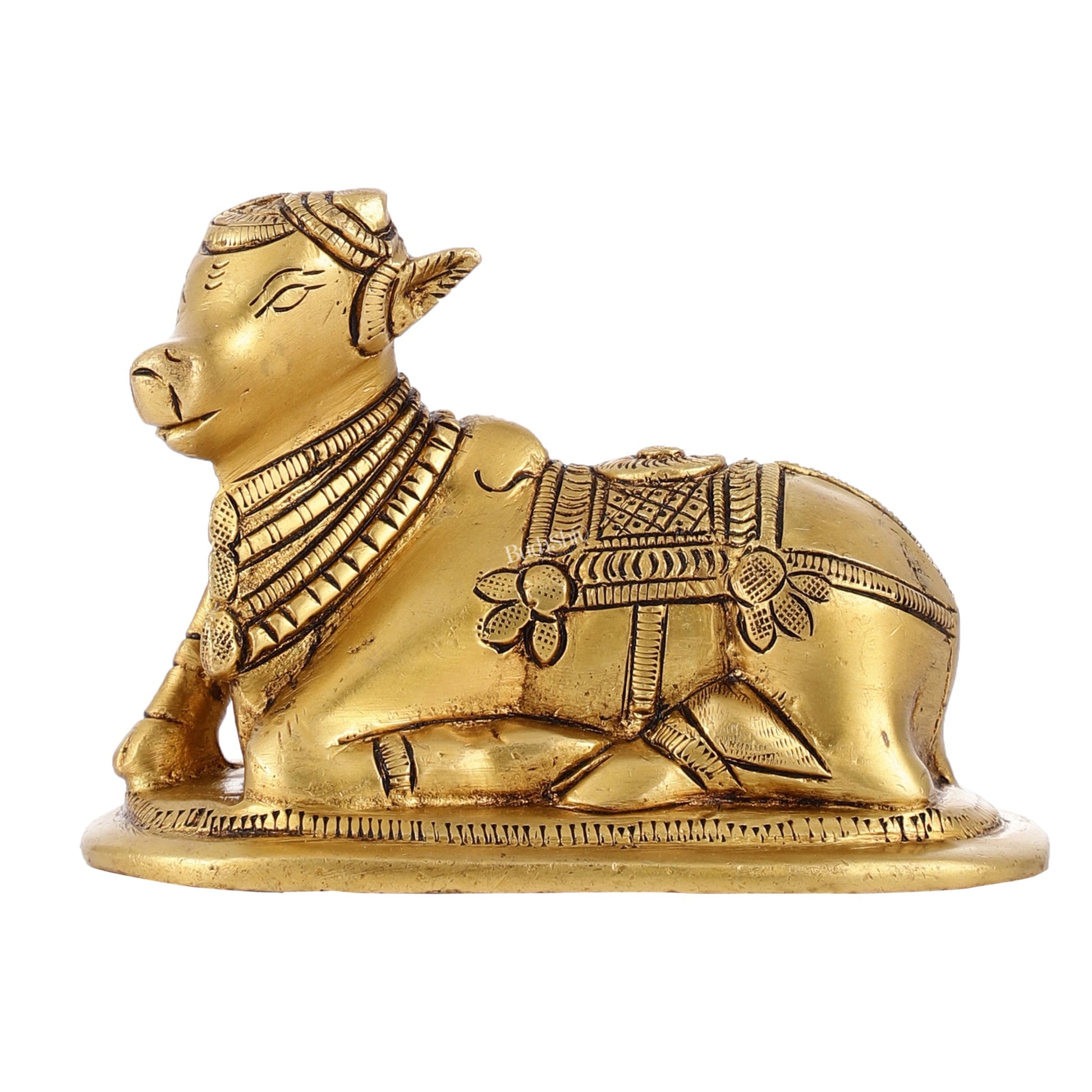 Brass Superfine Nandi Bull Idol | 4.5 inch - Budhshiv.com