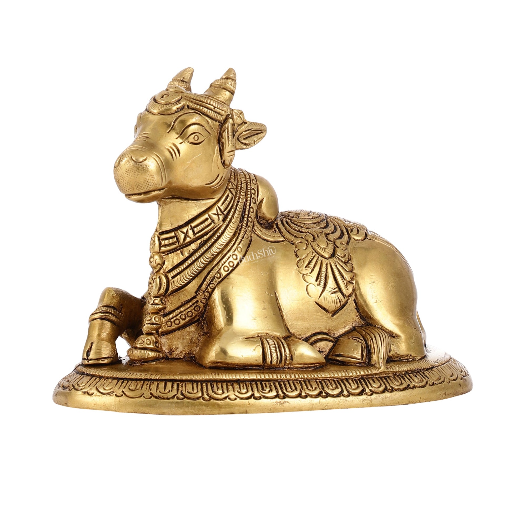 Brass Superfine Nandi Bull Idol | 5.5 inch - Budhshiv.com