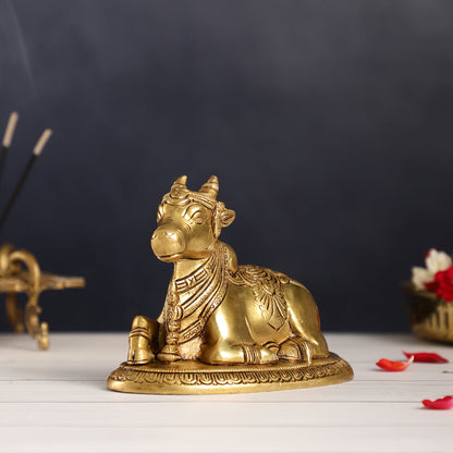 Brass Superfine Nandi Bull Idol | 5.5 inch - Budhshiv.com