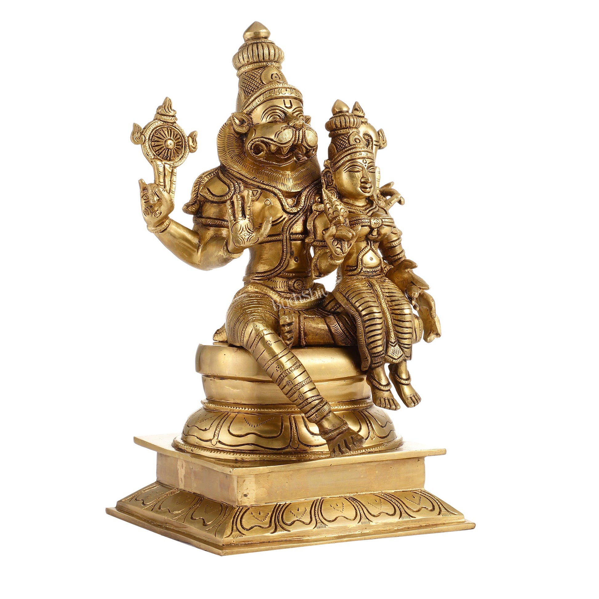 Brass Superfine Narsimha Lakshmi Statue 15" - Budhshiv.com