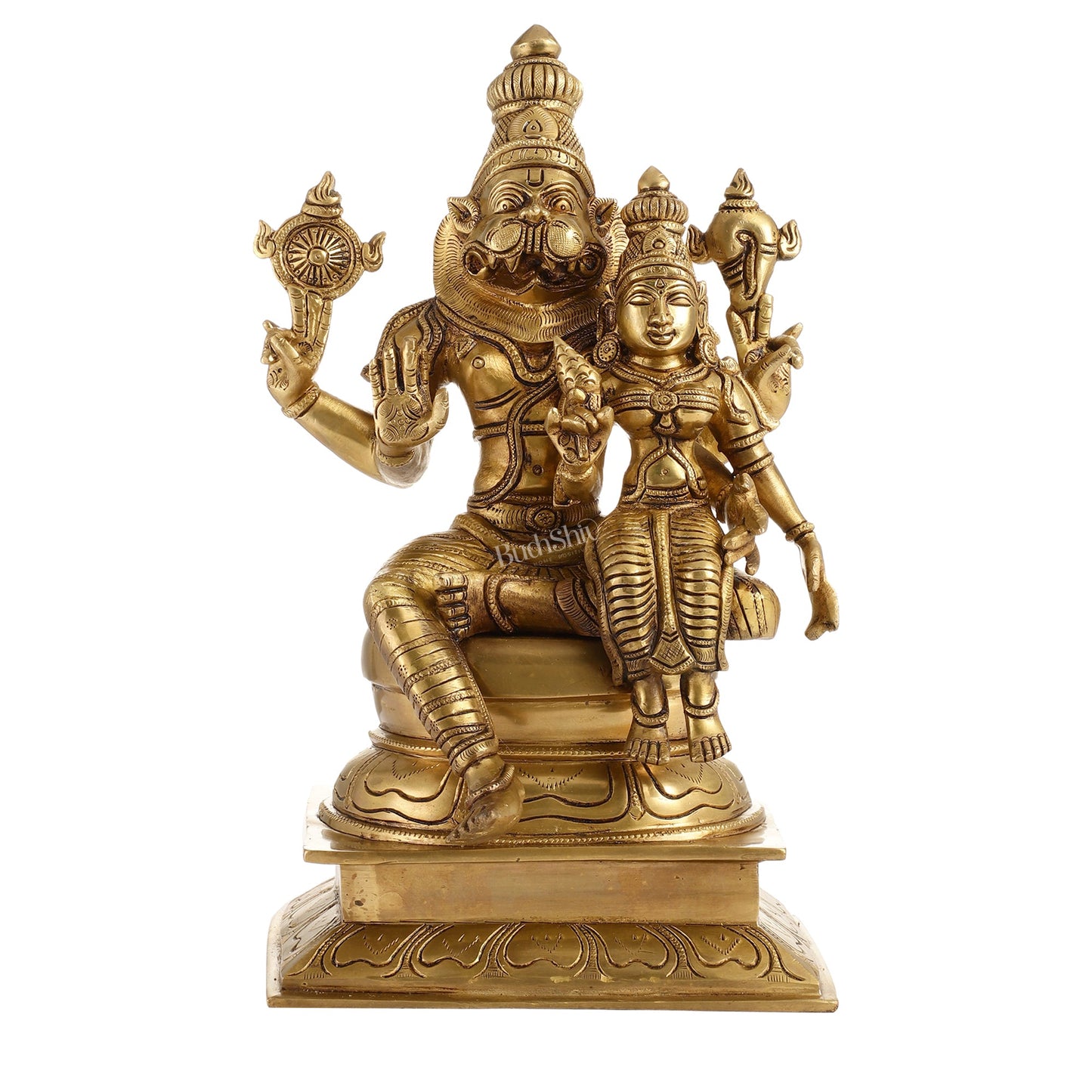 Brass Superfine Narsimha Lakshmi Statue 15" - Budhshiv.com