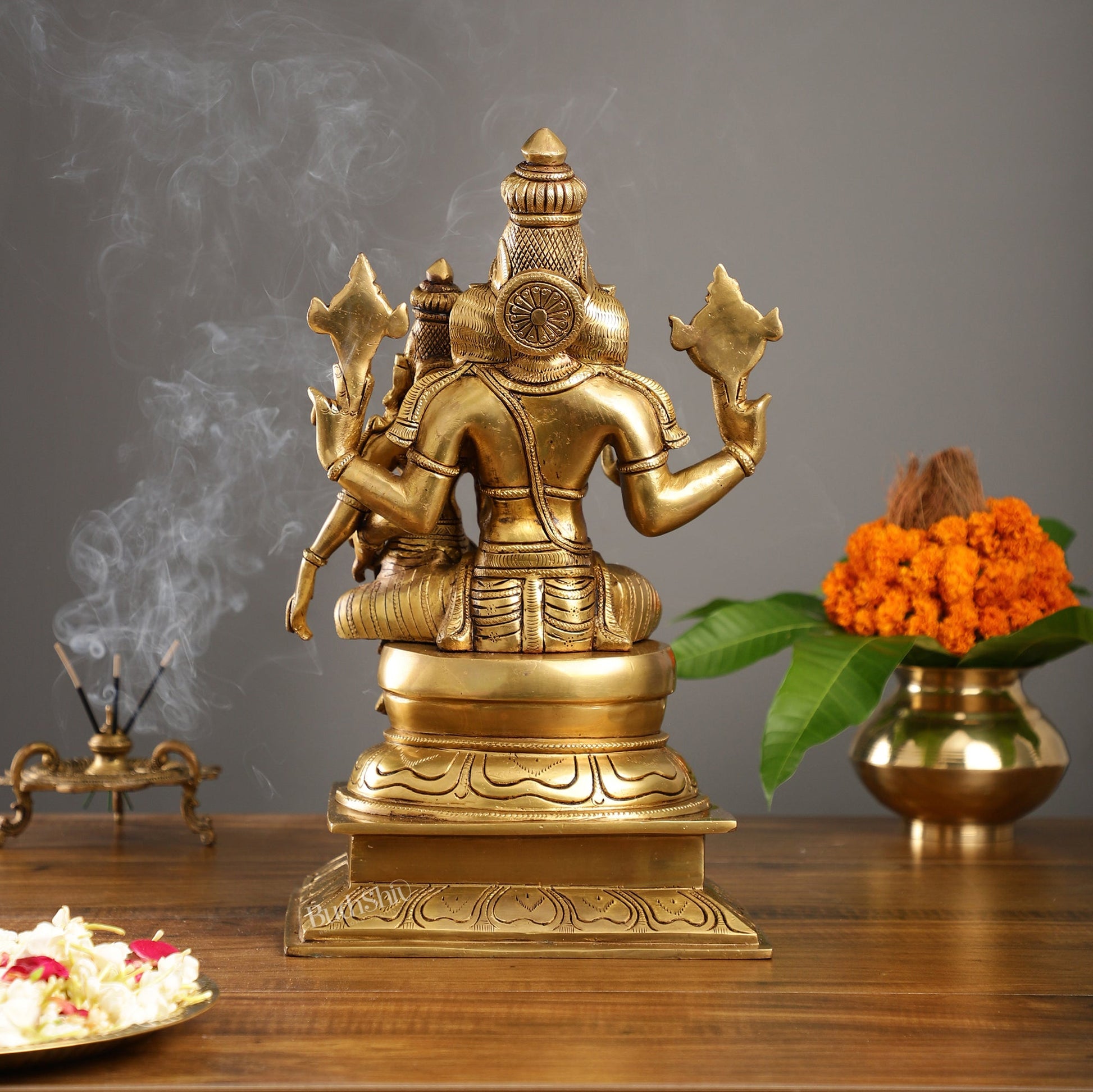 Brass Superfine Narsimha Lakshmi Statue 15" - Budhshiv.com