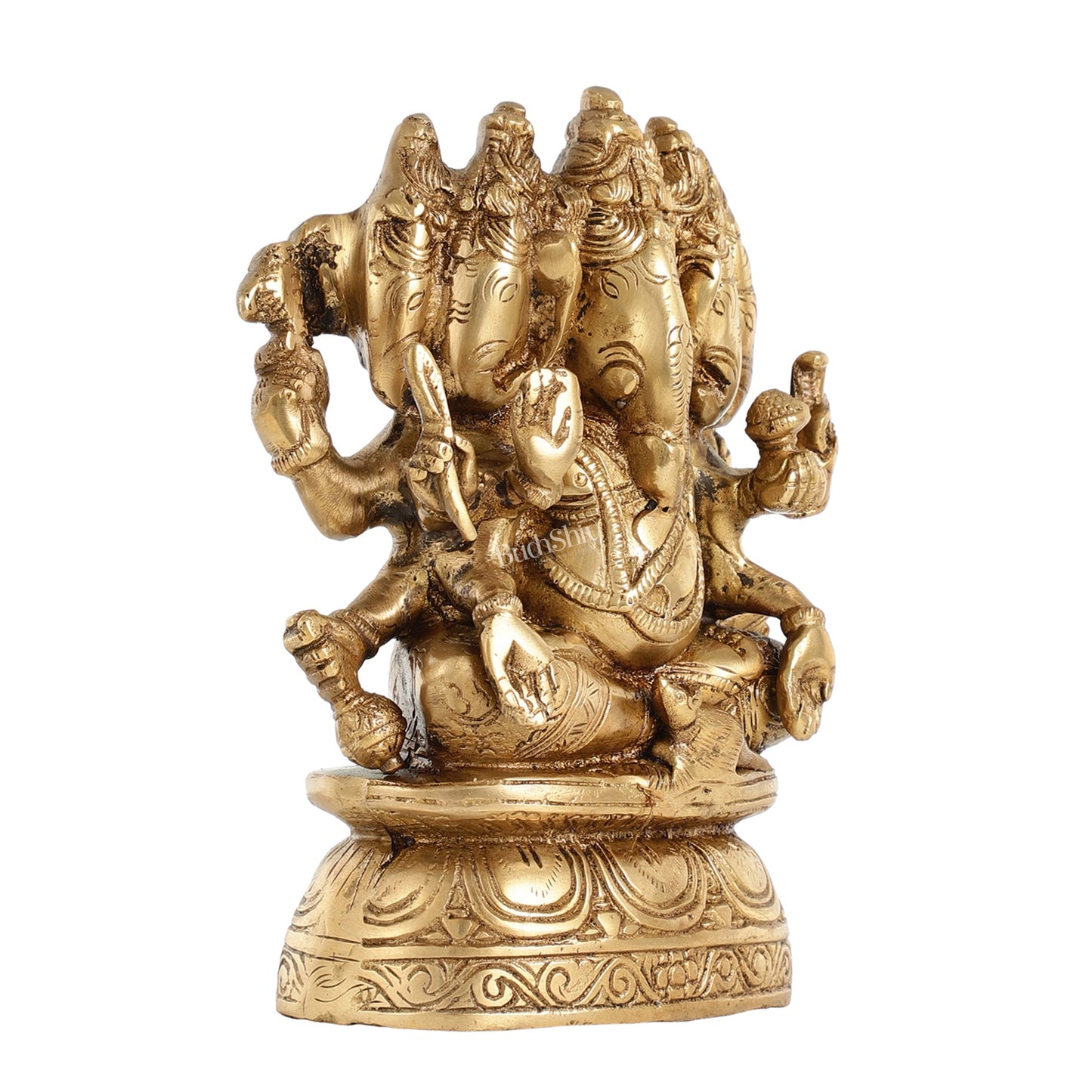 Brass Superfine Panchmukhi Ganesha Idol - 8 Inch - Budhshiv.com