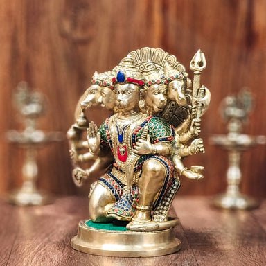 Brass Superfine Panchmukhi Hanuman 11 Inch | Budhshiv.com