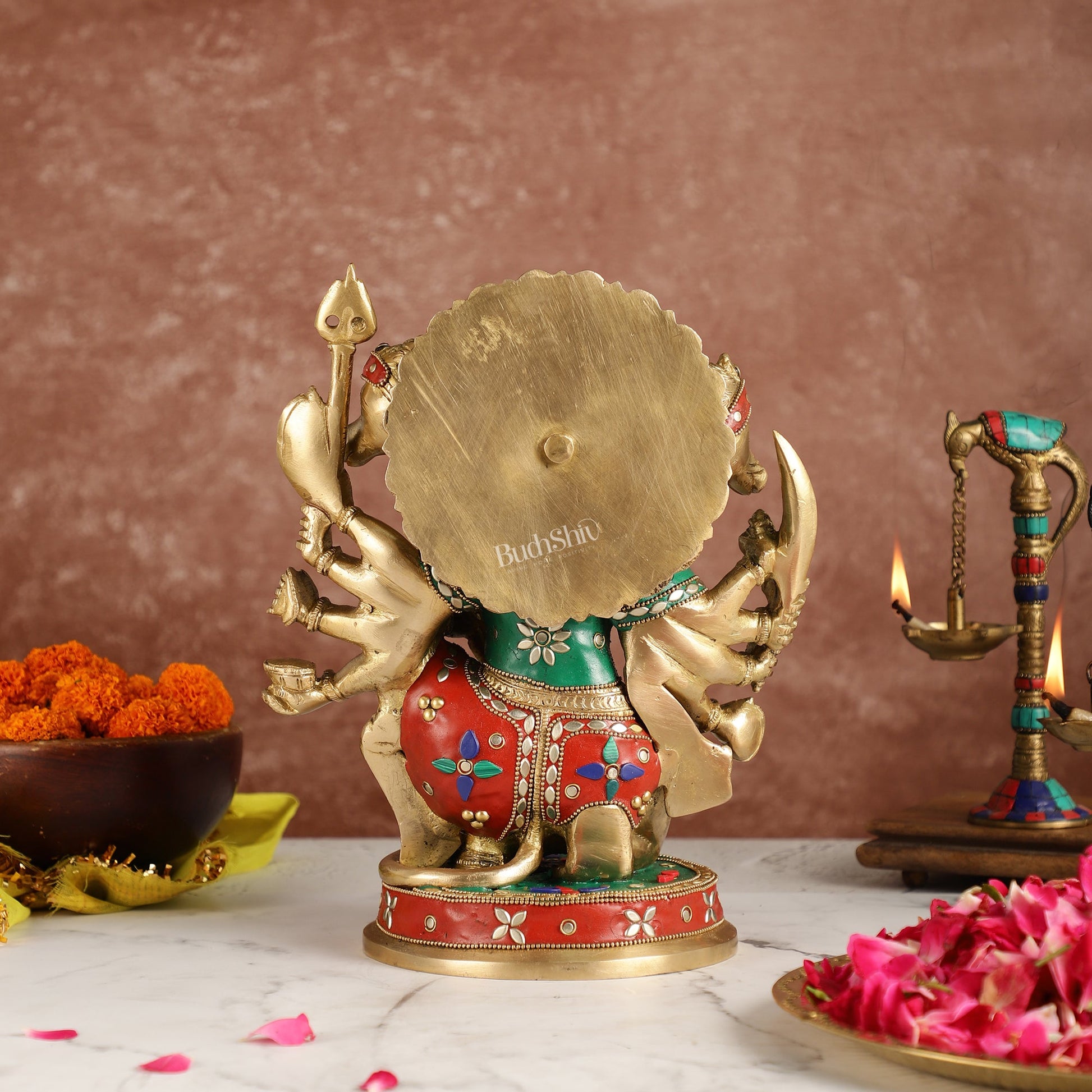 Brass Superfine Panchmukhi Hanuman 11 " inlay - Budhshiv.com