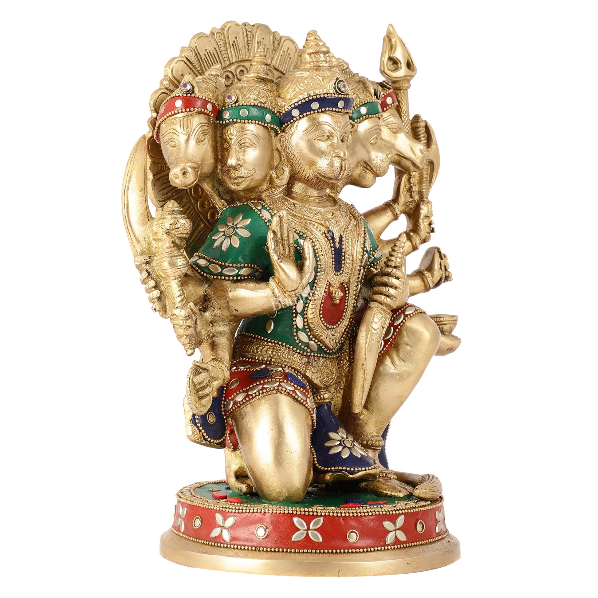 Brass Superfine Panchmukhi Hanuman 11 " inlay - Budhshiv.com