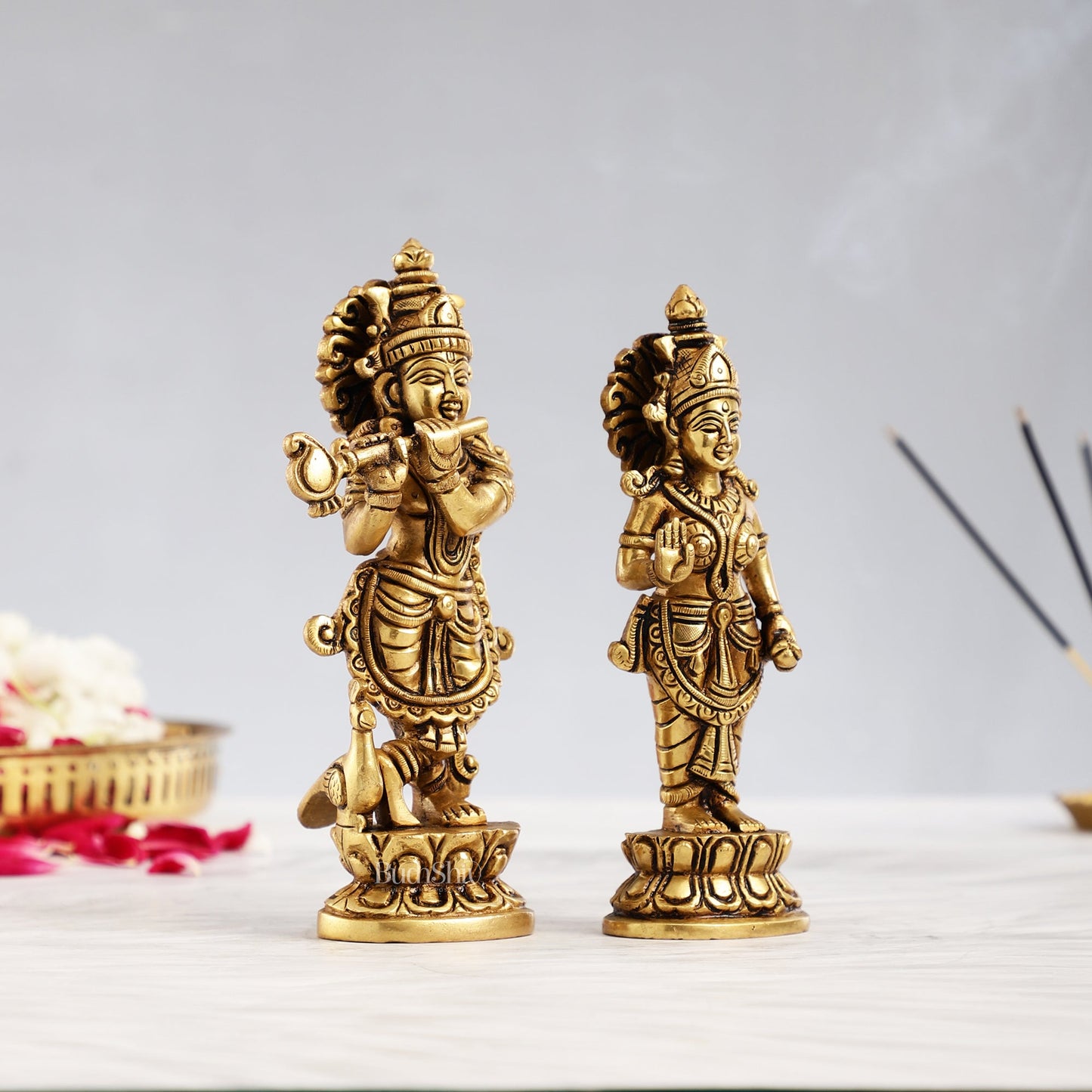 Brass Superfine Radha Krishna Idols 7" - Budhshiv.com