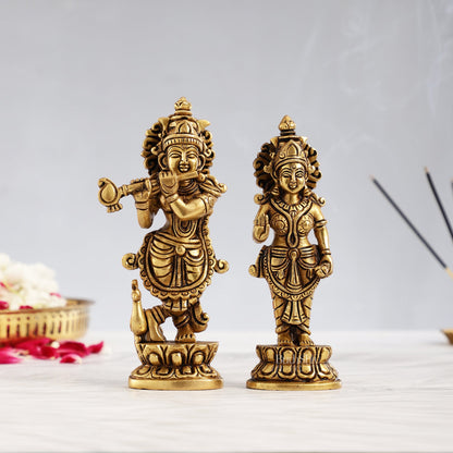 Brass Superfine Radha Krishna Idols 7" - Budhshiv.com