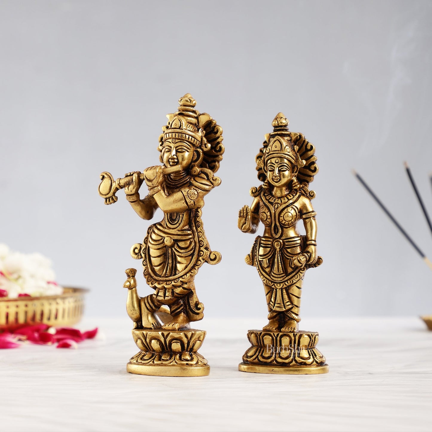 Brass Superfine Radha Krishna Idols 7" - Budhshiv.com