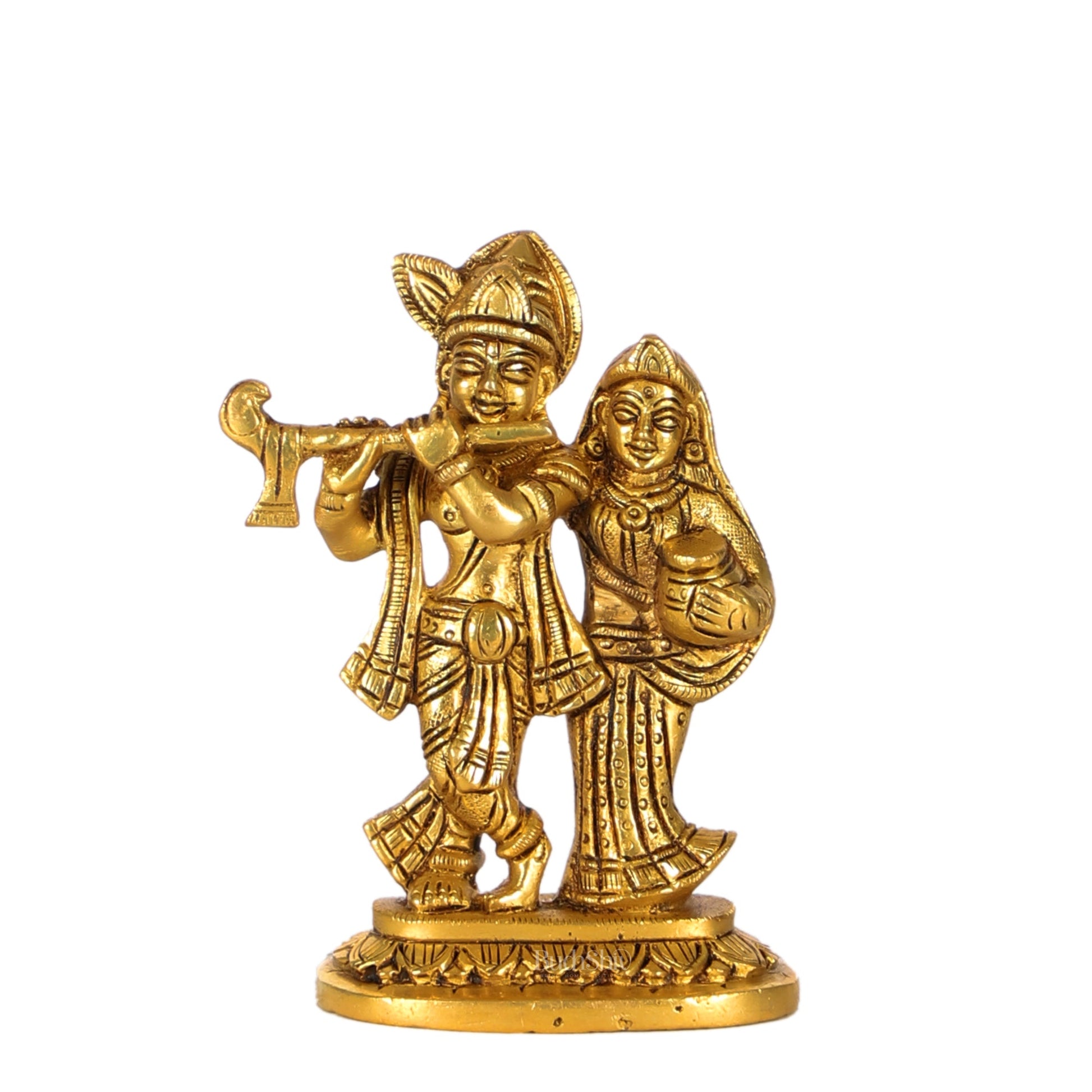 Brass Superfine Radha Krishna Statue | Height 5 Inch - Budhshiv.com