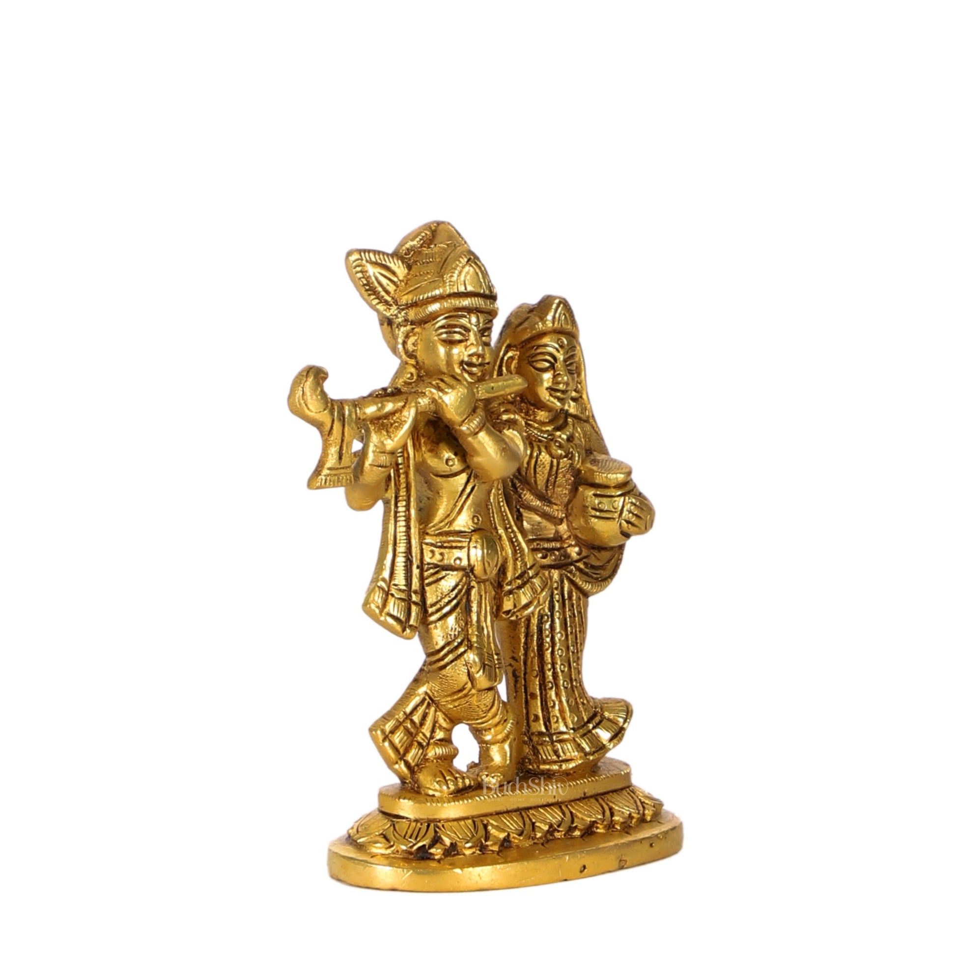Brass Superfine Radha Krishna Statue | Height 5 Inch - Budhshiv.com