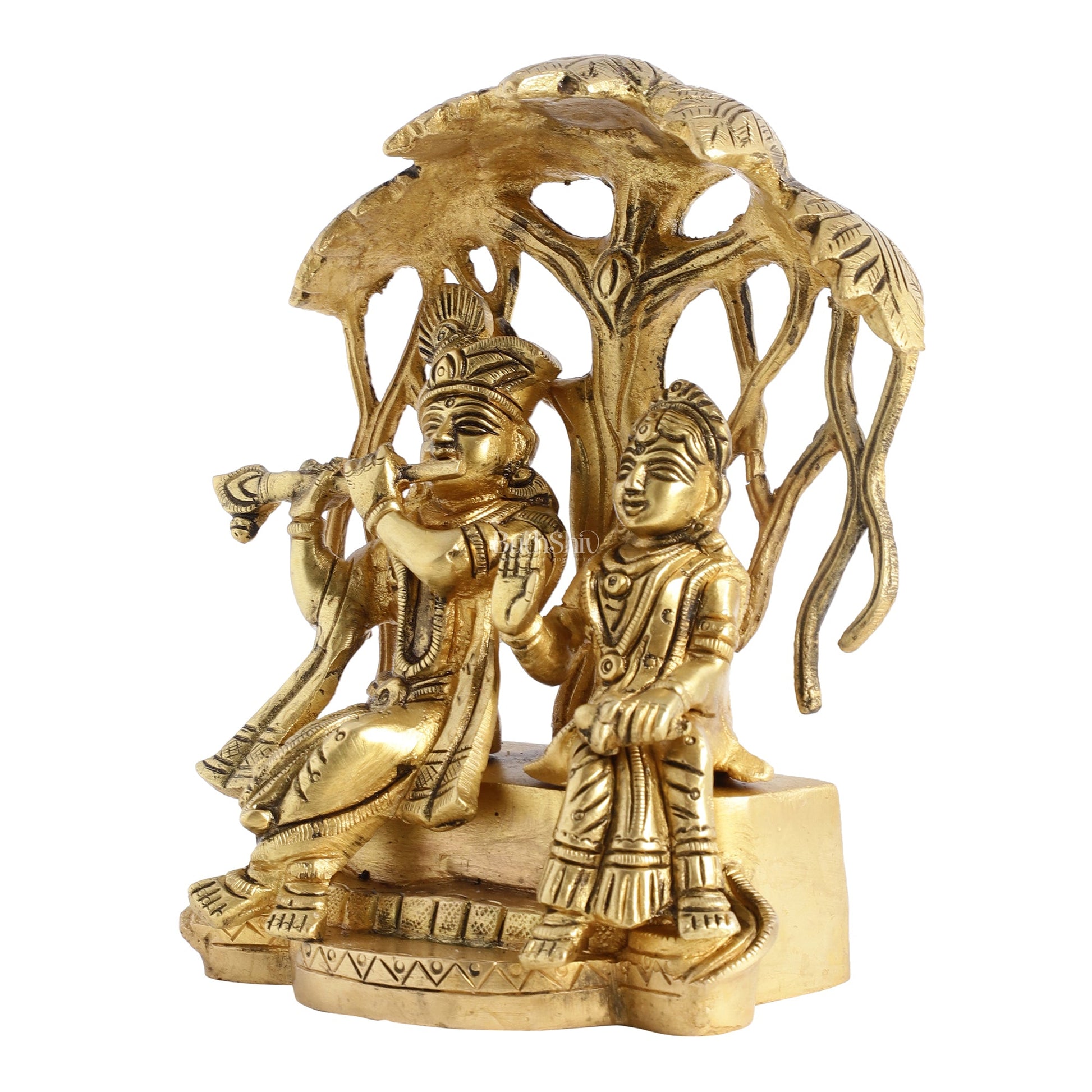 Brass Superfine Radha Krishna Under Kalpavriksha - 6.5x6x3 - Budhshiv.com