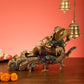 Brass Superfine Resting Large Ganesha Idol with Stonework 16 inch wide - Budhshiv.com