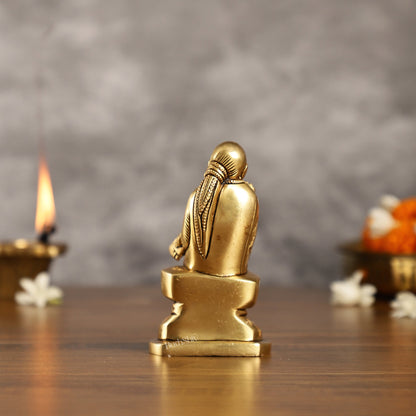 Brass Superfine Sai Baba Idol for Home Temple - 4.5x2.5x2.5 Inch - Budhshiv.com