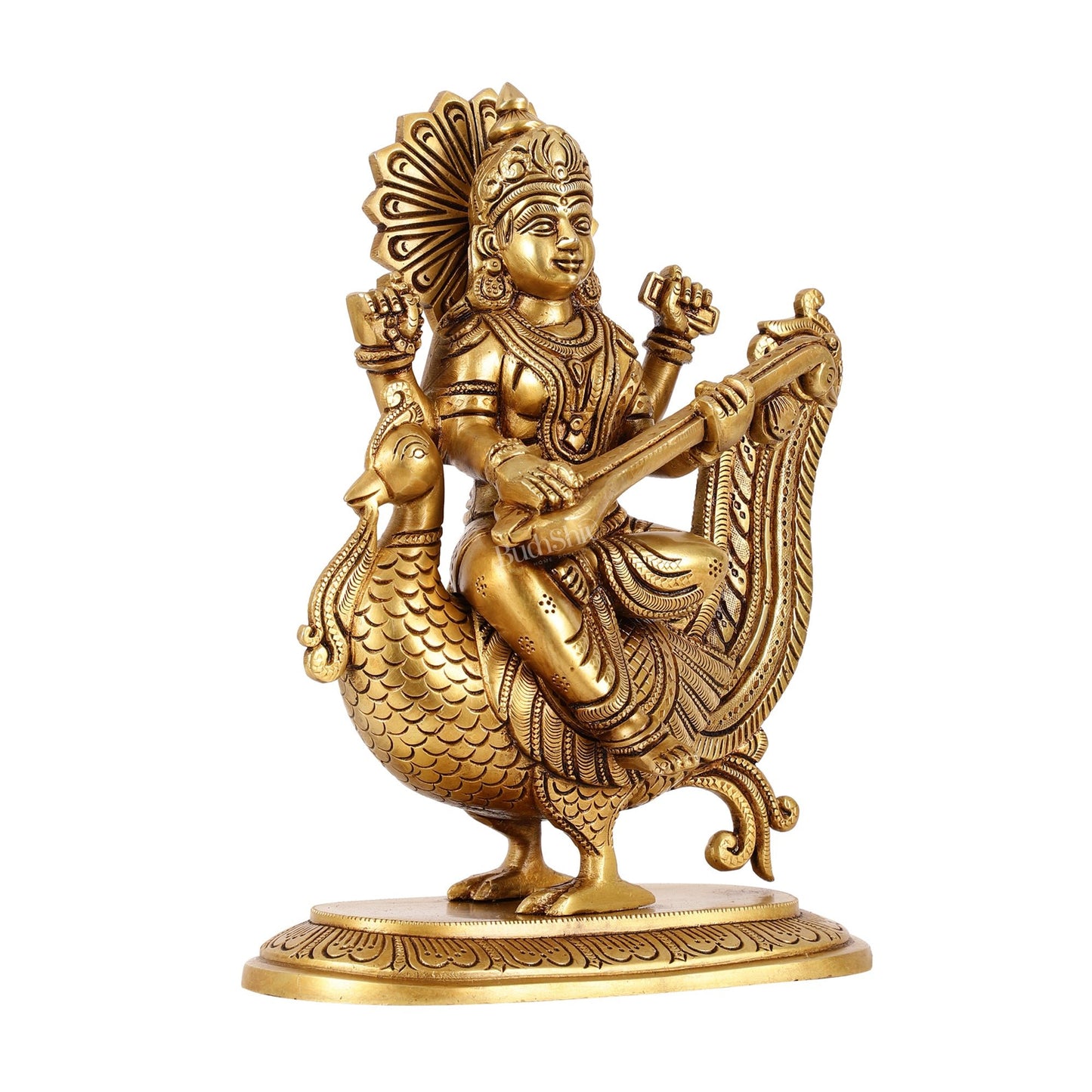 Brass Superfine Saraswati Idol - 10 Inch - Budhshiv.com